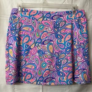 Lulu-B Paisley Mini Skort in Pink, Blue and Green, Large